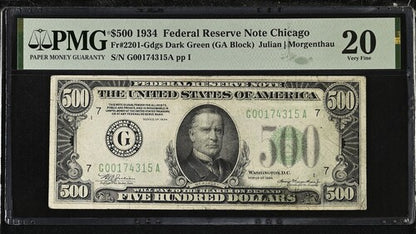 FR 2201-Gdgs 1934 $500 Federal Reserve Note Chicago
