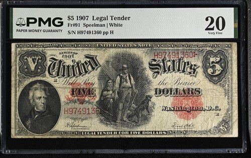FR 91 1907 $5 Legal Tender