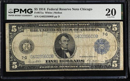 FR 871a 1914 $5 Federal Reserve Note Chicago