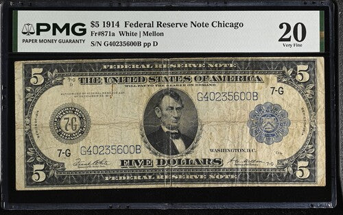 FR 871a 1914 $5 Federal Reserve Note Chicago