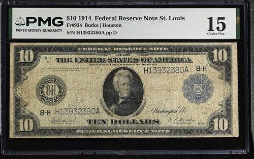 FR 934 1914 $10 Federal Reserve Note St. Louis