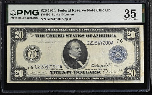 FR 990 1914 $20 Federal Reserve Note Chicago