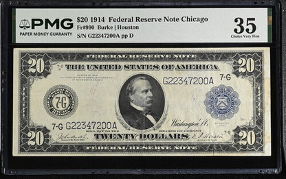 FR 990 1914 $20 Federal Reserve Note Chicago