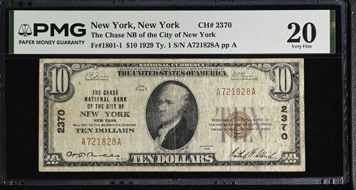 FR 1801-1 1929 $10 The Chase NB of the City of New York, New York CH # 2370
