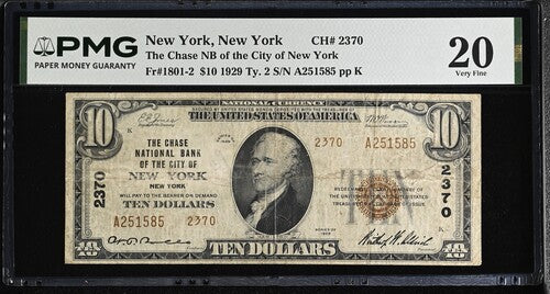 FR 1801-2 1929 $10 The Chase NB of the City of New York, New York Type 2 CH # 2370