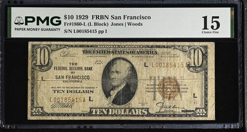 FR 1860-L 1929 $10 FRBN San Francisco