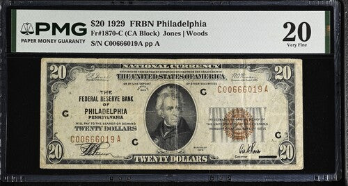 FR 1870-C 1929 $20 FRBN Philadelphia