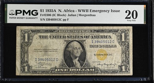 FR 2306 1935A $1 N. Africa - WWII Emergency Issue