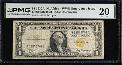 FR 2306 1935A $1 N. Africa - WWII Emergency Issue