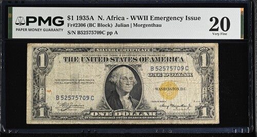 FR 2306 1935A $1 N. Africa - WWII Emergency Issue