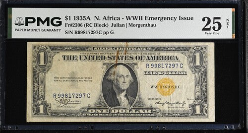 FR 2306 1935A $1 N. Africa - WWII Emergency Issue