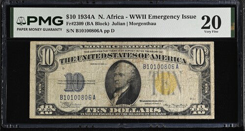 FR 2309 1934A $10 N. Africa - WWII Emergency Issue