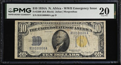 FR 2309 1934A $10 N. Africa - WWII Emergency Issue