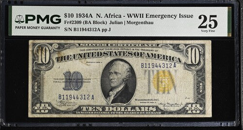 FR 2309 1934A $10 N. Africa - WWII Emergency Issue