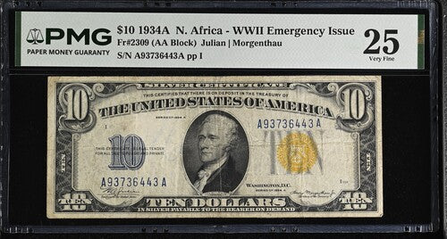 FR 2309 1934A $10 N. Africa - WWII Emergency Issue
