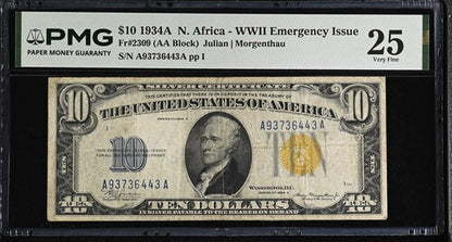 FR 2309 1934A $10 N. Africa - WWII Emergency Issue