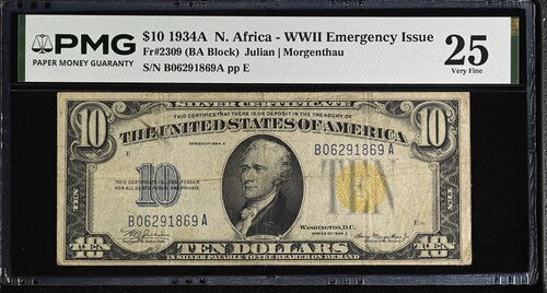 FR 2309 1934A $10 N. Africa - WWII Emergency Issue