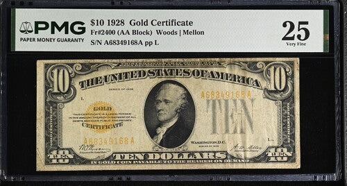 FR 2400 1928 $10 Gold Certificate