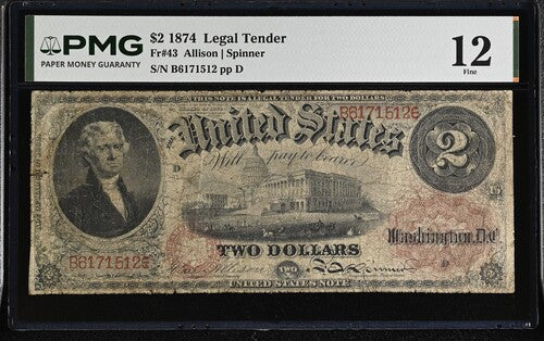 FR 43 1874 $2 Legal Tender