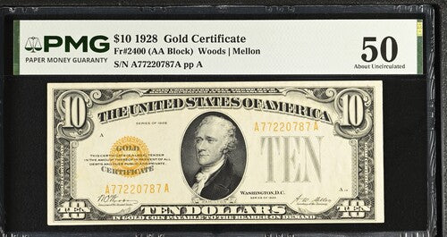 FR 2400 1928 $10 Gold Certificate