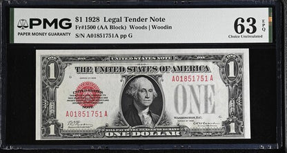 FR 1500 1928 $1 Legal Tender Note