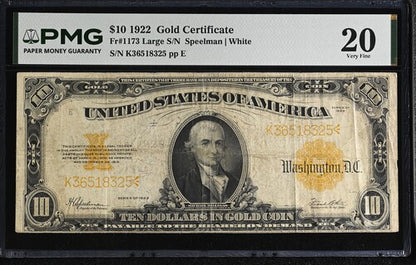 FR 1173 1922 $10 Gold Certificate