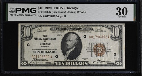 FR 1860-G 1929 $10 FRBN Chicago