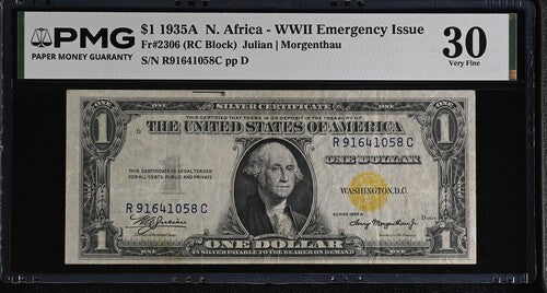 FR 2306 1935A $1 North Africa WWII Emergency Issue