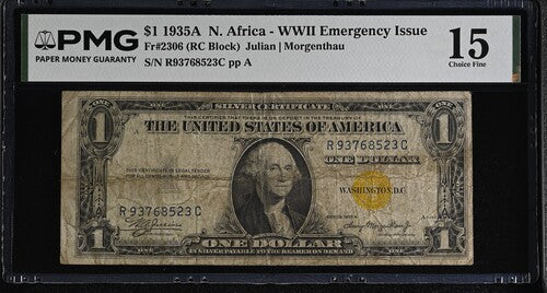 FR 2306 1935A $1 North Africa WWII Emergency Issue