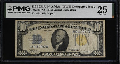 FR 2309 1934A $10 North Africa WWII Emergency Issue