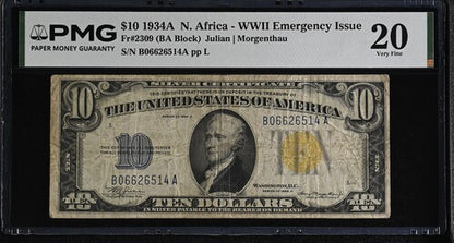 FR 2309 1934A $10 North Africa WWII Emergency Issue