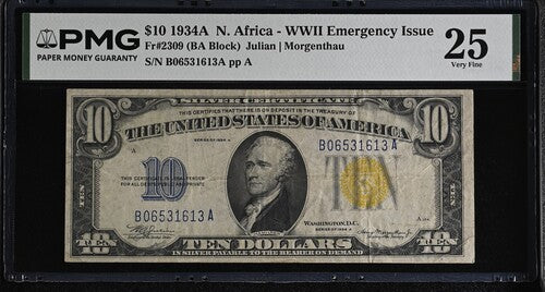 FR 2309 1934A $10 North Africa WWII Emergency Issue