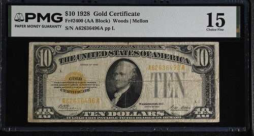 FR 2400 1928 $10 Gold Certificate
