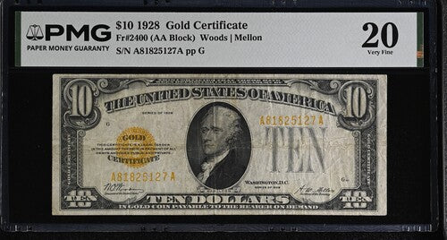 FR 2400 1928 $10 Gold Certificate