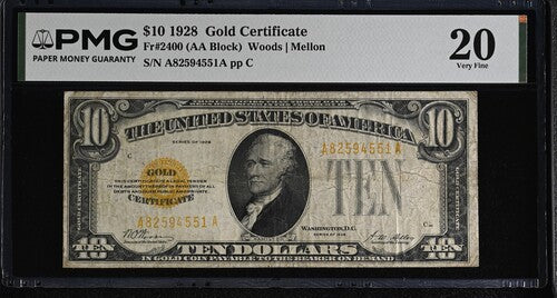 FR 2400 1928 $10 Gold Certificate