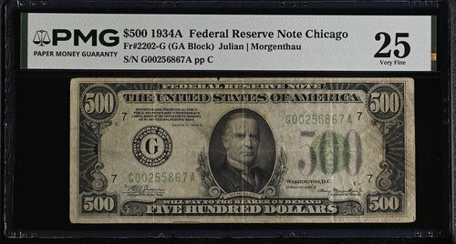 FR 2202-G 1934A $500 Federal Reserve Note Chicago