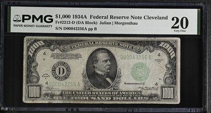 FR 2212-D 1934A $1,000 Federal Reserve Note Cleveland