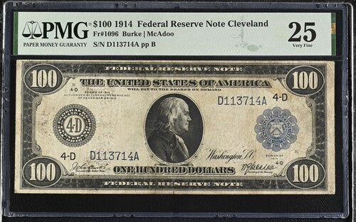 FR 1096 1914 $100 Federal Reserve Note Cleveland