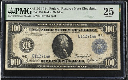 FR 1096 1914 $100 Federal Reserve Note Cleveland