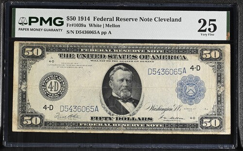 FR 1039a 1914 $50 Federal Reserve Note Cleveland