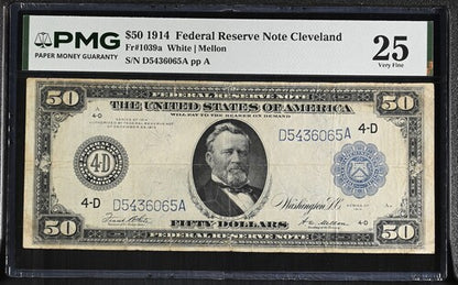FR 1039a 1914 $50 Federal Reserve Note Cleveland