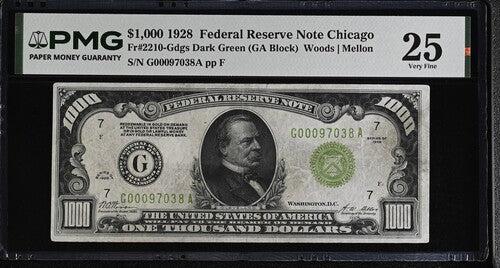 FR 2210-Gdgs 1928 $1,000 Federal Reserve Note Chicago