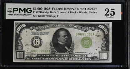 FR 2210-Gdgs 1928 $1,000 Federal Reserve Note Chicago