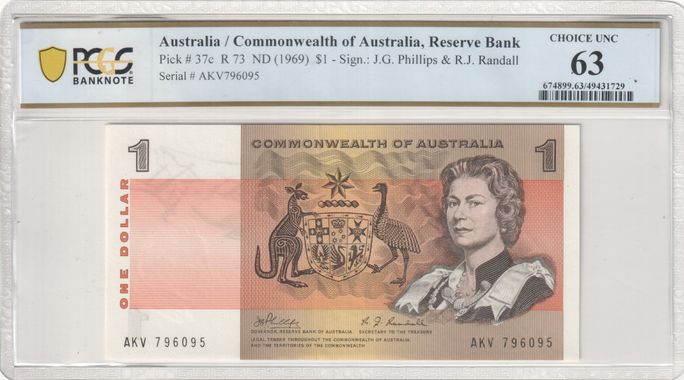 Australia P# 37c ND (1969) Commonwealth of Australia Reserve Bank $1