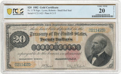 FR 1178 1882 $20 Gold Certificate