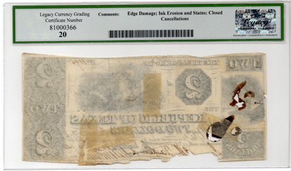 1841 $2 Republic of Texas