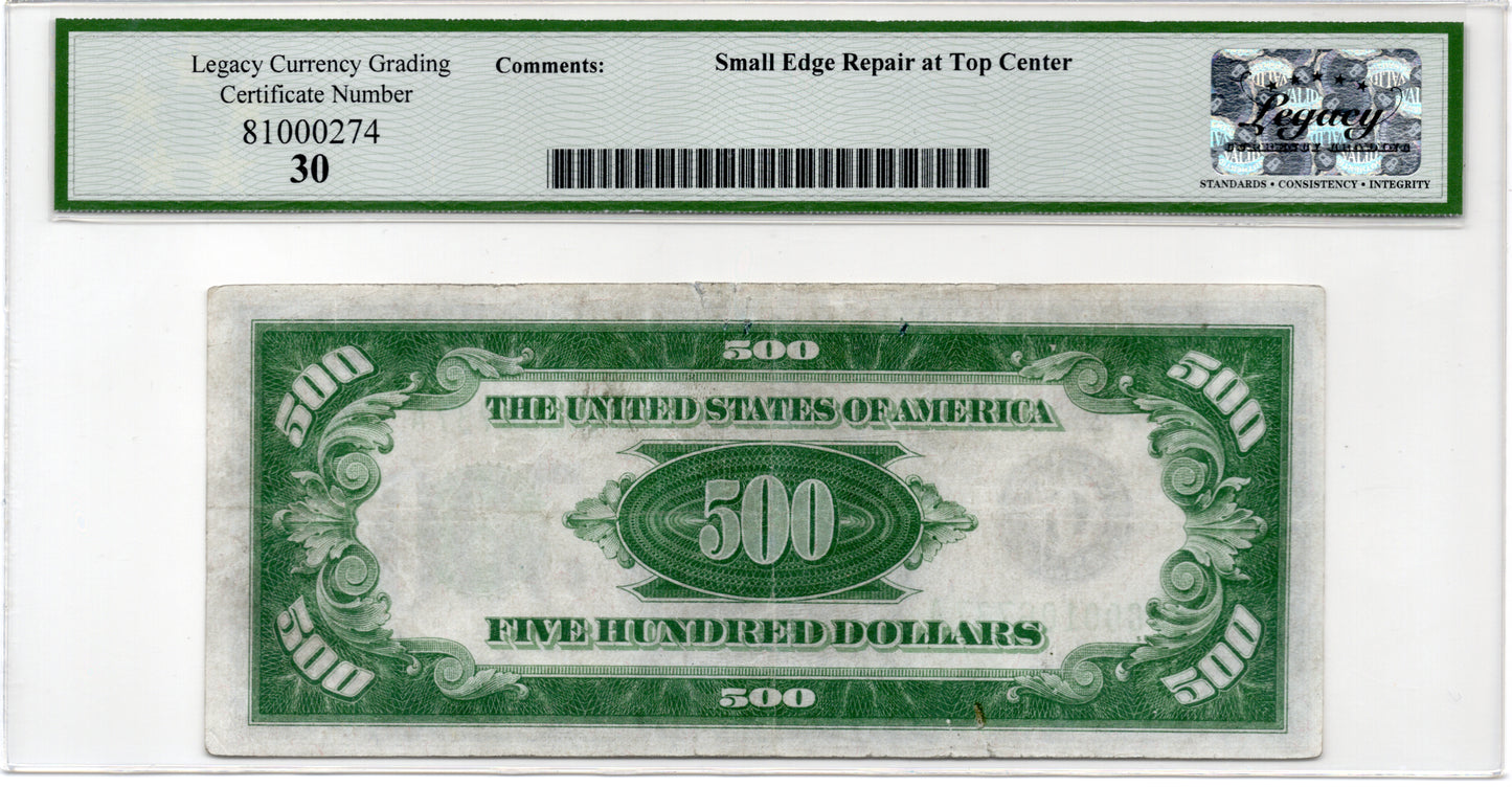 FR 2201a-G 1934 $500 Federal Reserve Note