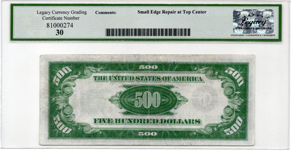 FR 2201a-G 1934 $500 Federal Reserve Note