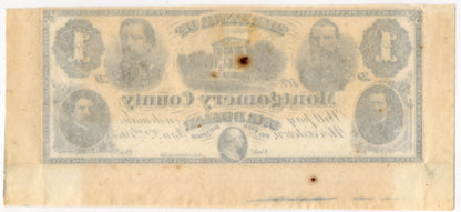 1865 $1 The Bank of Montgomery County Norristown, Pennsylvania Cut from UNCUT Sheet