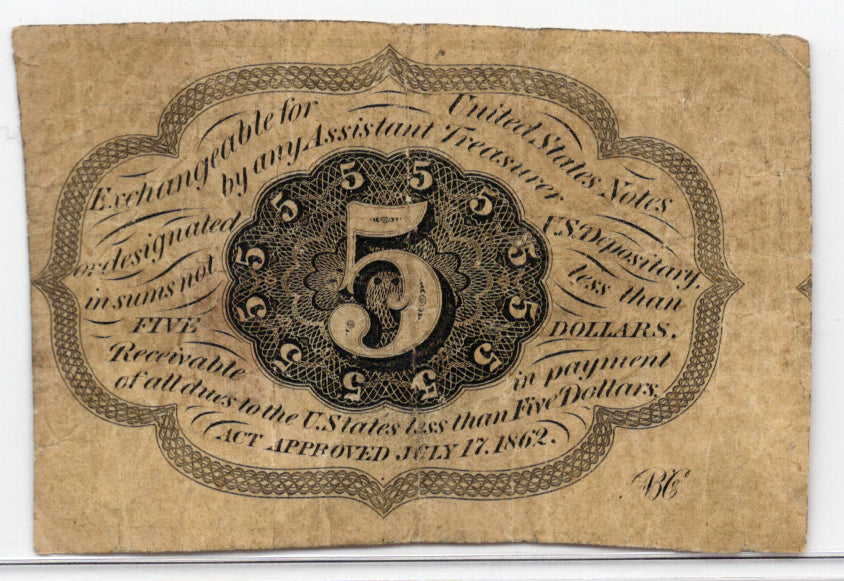 1860s 5c First Issue Fractional Currency Miscut from Uncut sheet